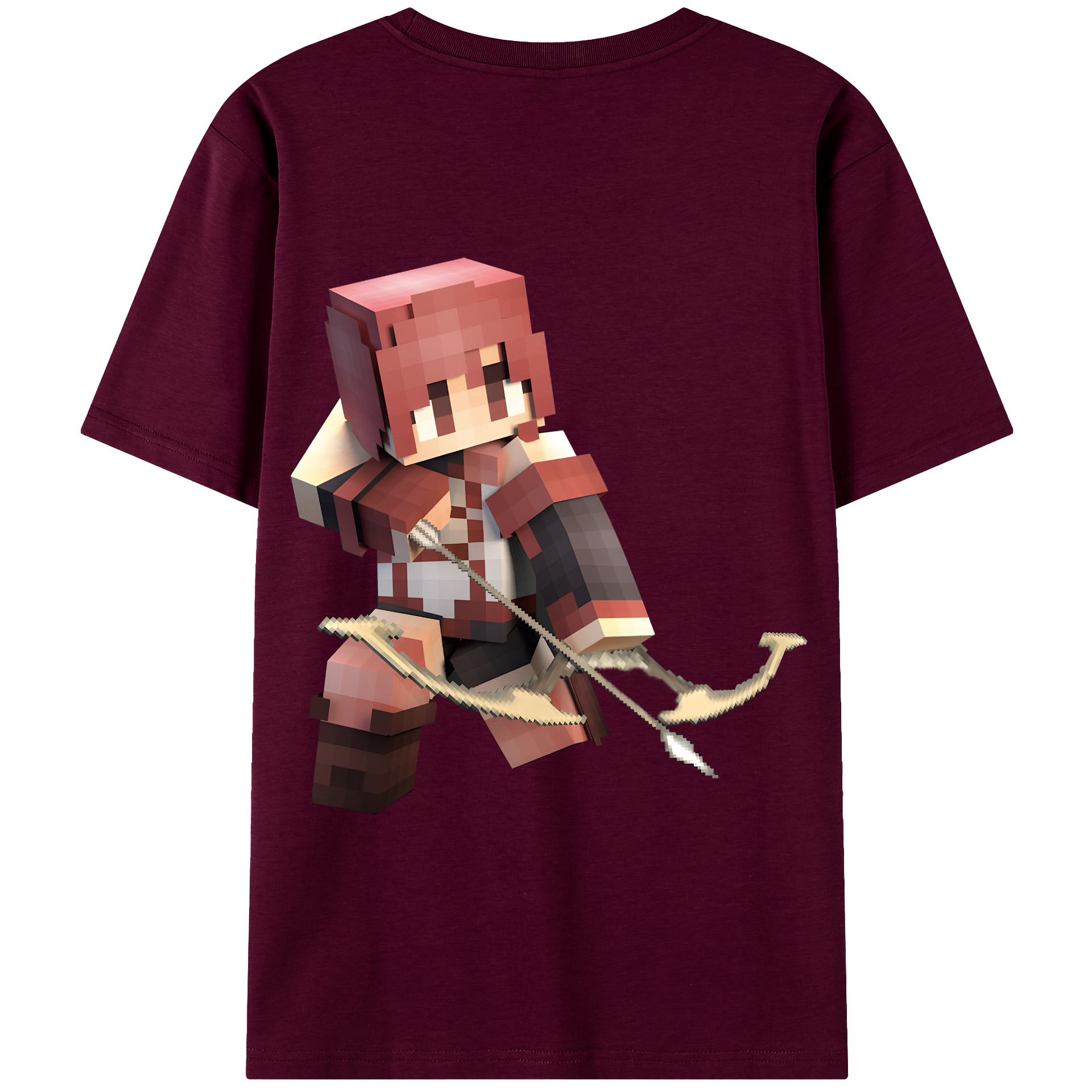 （画像用） マインクラフト ブロックの世界 Minecraft MC Block world レディース半袖Tシャツ(バックプリント)